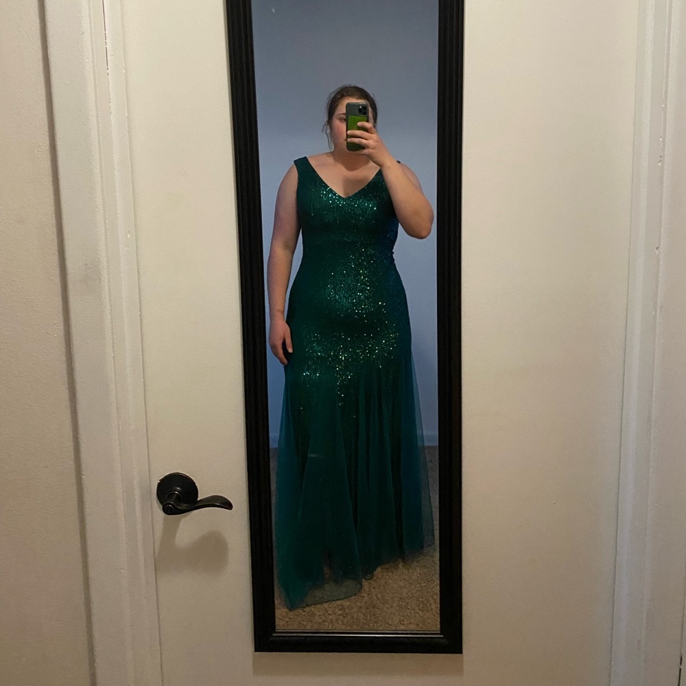 Teal, size large, floor length mermaid dress